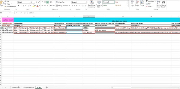 Điền thông tin vào file mẫu