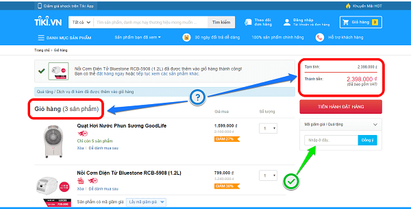 Mua hàng và thanh toán sản phẩm để hưởng ưu đãi 