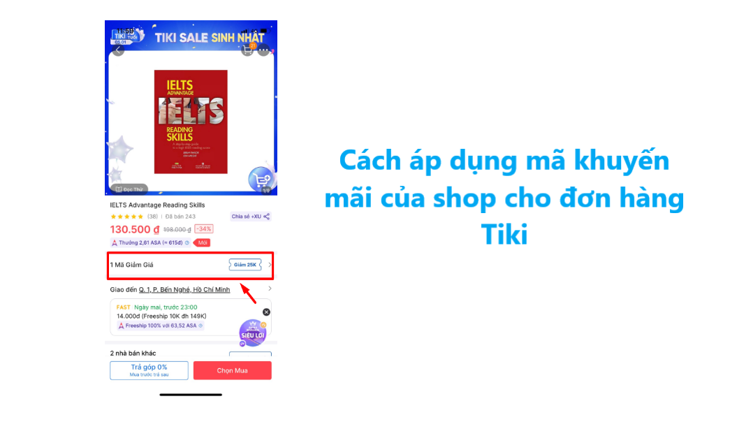Hướng dẫn áp dụng mã khuyến mãi của shop cho đơn hàng Tiki 