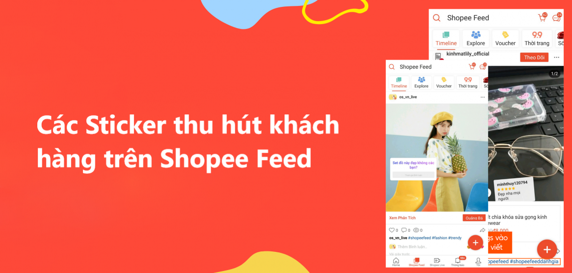 Các nhãn dán Sticker thu hút khách hàng trên Shopee Feed 