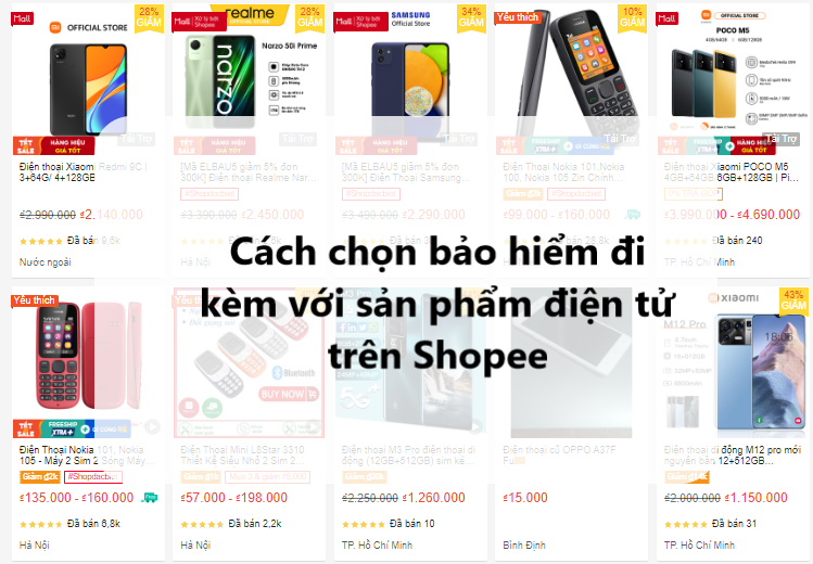 Làm sao để chọn bảo hiểm đi kèm với sản phẩm điện tử trên Shopee 