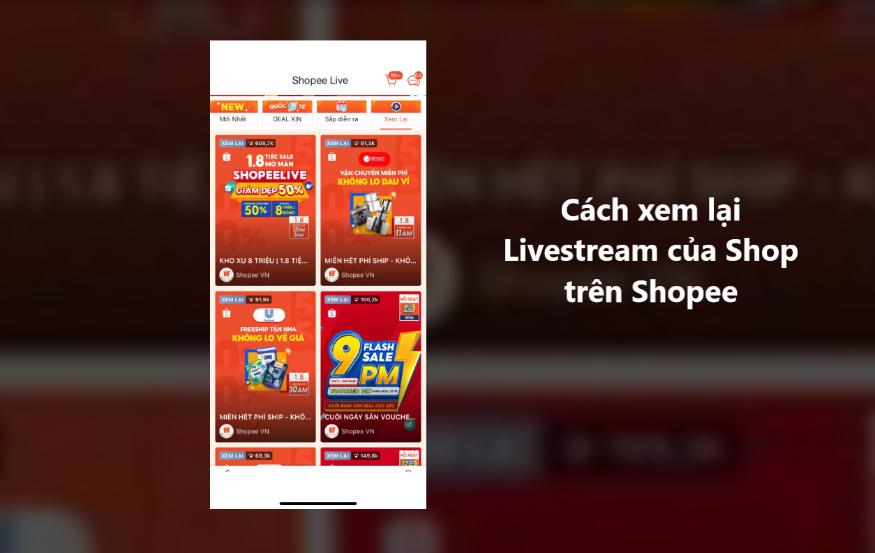 Có thể xem lại livestream trên Shopee không? 