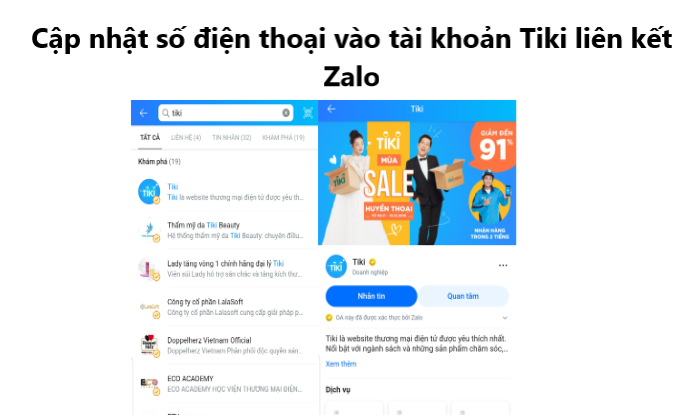 Cách cập nhật số điện thoại vào tài khoản Tiki liên kết Zalo 