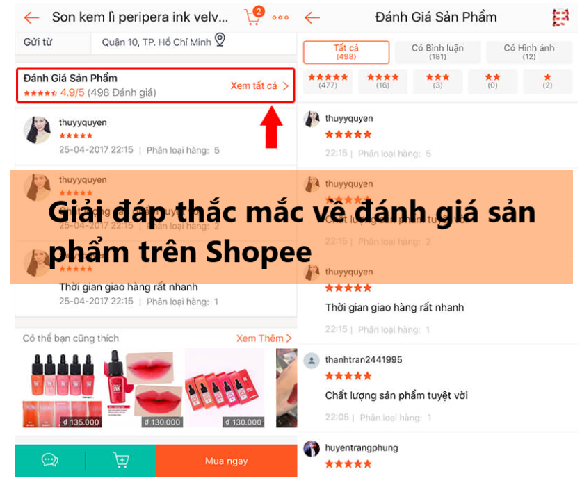Giải đáp thắc mắc về đánh giá sản phẩm trên Shopee 