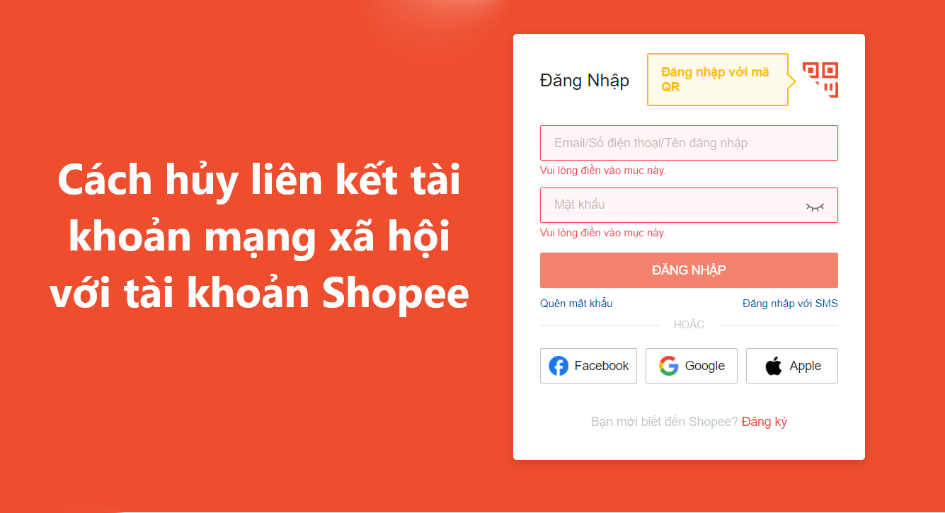 Cách hủy liên kết tài khoản mạng xã hội với tài khoản Shopee