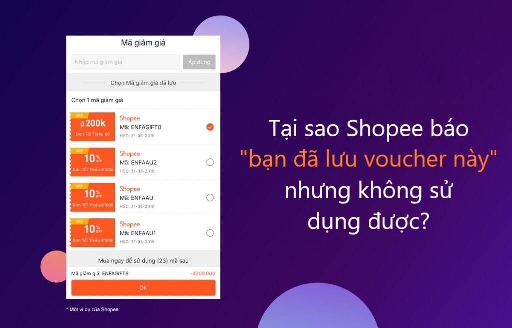 Tại sao Shopee báo “bạn đã lưu voucher này” nhưng không sử dụng được? 