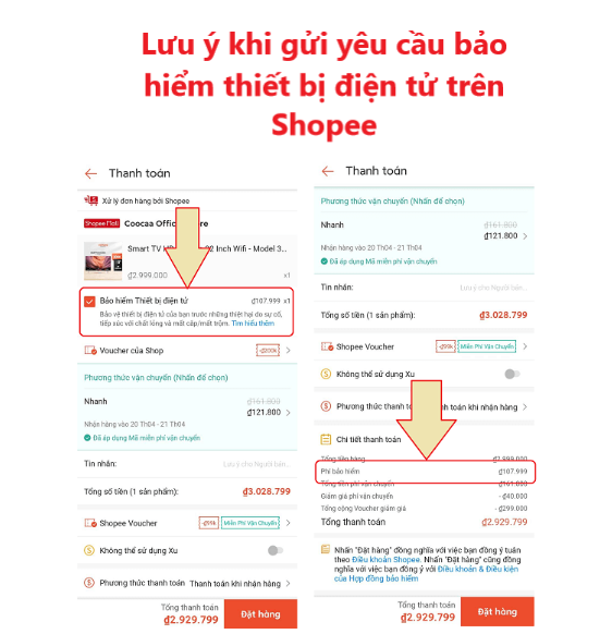 Một số lưu ý khi gửi yêu cầu bảo hiểm thiết bị điện tử trên Shopee 