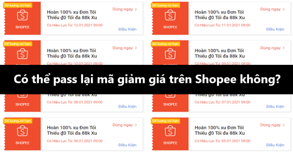 Có thể pass lại mã giảm giá cho người khác trên Shopee không?