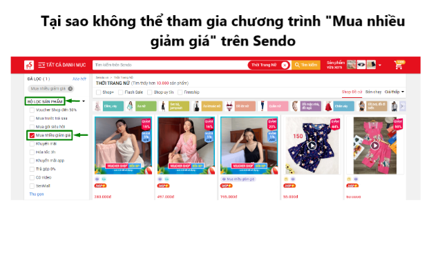 Tại sao không thể tham gia chương trình “Mua nhiều giảm giá” trên Sendo 