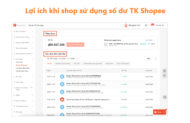 Tại sao nhà bán nên sử dụng số dư TK Shopee? 
