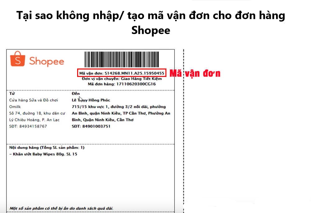 Tại sao người bán không thể nhập/tạo mã vận đơn cho đơn hàng Shopee 
