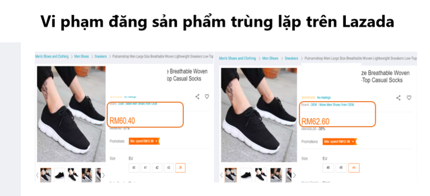 Chính sách vi phạm đăng tải sản phẩm trùng lặp trên Lazada